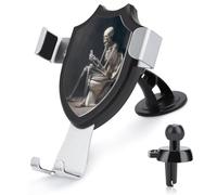 Jubonexis Supporto per telefono da auto a forma di scheletro seduto su un WC Supporto per telefono cellulare a triangolo con base a clip per bocchetta dell'aria Supporto per auto Accessori per