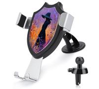 Jubonexis Supporto per telefono da auto a forma di strega nel campo dei fiori selvatici, supporto triangolare con clip per bocchetta dell'aria, accessori per auto per smartphone da 4 a 6 pollici