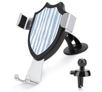 Jubonexis Supporto per telefono da auto a strisce blu pallido e bianco con base a clip triangolare, supporto per presa d'aria per telefono cellulare, accessori automobilistici per smartphone da 4-6