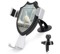 Jubonexis Supporto per telefono da auto con colomba bianca vintage sul davanzale della finestra, supporto triangolare con clip per bocchetta dell'aria, accessori per auto per smartphone da 4-6 pollici