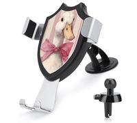 Jubonexis Supporto per telefono da auto con fiocco rosa a forma di anatra vintage con clip triangolare, supporto per bocchetta dell'aria, accessori per auto per smartphone cellulari da 4-6 pollici