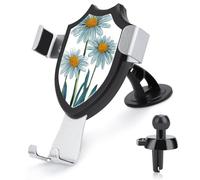 Jubonexis Supporto per telefono da auto con margherite e fiori retrò, supporto triangolare con clip per bocchetta dell'aria, accessori per auto per smartphone da 4 a 6 pollici