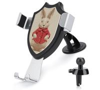 Jubonexis Supporto per telefono da auto con motivo coniglio su lino Supporto per telefono cellulare a triangolo con base a clip per bocchetta dell'aria Supporto per auto Accessori automobilistici per