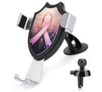 Jubonexis Supporto per telefono da auto con nastro rosa cancro al seno, supporto per telefono a triangolo, base a clip, supporto per bocchetta dell'aria, accessori per auto per smartphone cellulari da