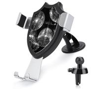 Jubonexis Supporto per telefono da auto con palline da discoteca bianche e nere Supporto per telefono cellulare a triangolo con base a clip per bocchetta dell'aria Supporto per auto Accessori