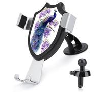 Jubonexis Supporto per telefono da auto con pavone acquerello con fiori viola Supporto per telefono a triangolo con base a clip per bocchetta dell'aria Supporto per telefono cellulare Accessori