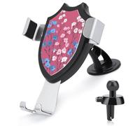 Jubonexis Supporto per telefono da auto con piccoli fiori rosa, bianco e blu, supporto triangolare con clip per bocchetta dell'aria, accessori automobilistici per smartphone da 4-6 pollici