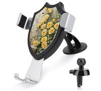 Jubonexis Supporto per telefono da auto con rose gialle rustiche di campagna, supporto per telefono cellulare con base a clip triangolare, accessorio per auto per smartphone da 4 a 6 pollici