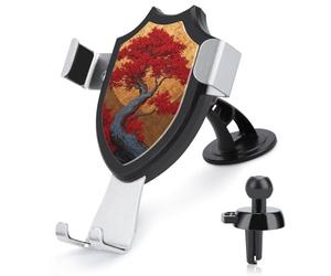 Jubonexis Supporto per telefono da auto con sole dorato e albero della vita rosso supporto per telefono cellulare a triangolo con base a clip per bocchetta dell'aria supporto per auto accessori
