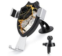 Jubonexis Supporto per telefono da auto in marmo bianco e nero con venature dorate, supporto triangolare con clip a clip per bocchetta dell'aria, accessori per auto per smartphone da 4-6 pollici