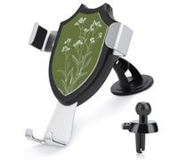 Jubonexis Supporto per telefono da auto minimalista con pianta di prato botanico verde salvia supporto per telefono cellulare a triangolo con base a clip per bocchetta dell'aria supporto per auto