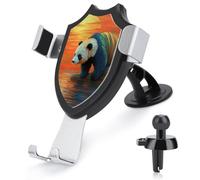 Jubonexis Supporto per telefono da auto minimalista con sagoma di panda al tramonto, supporto triangolare con clip per bocchetta dell'aria, accessori per auto per smartphone da 4-6 pollici
