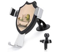Jubonexis Supporto per telefono da auto vintage divertente a forma di rana che legge nella vasca da bagno Supporto per telefono cellulare a triangolo con base a clip per bocchetta dell'aria, accessori