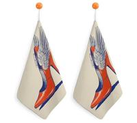 Jubonexis Tacco rosso con piccole ali d'angelo piccolo asciugamano con anello per appendere 2 pezzi panno morbido assorbente per cucina bagno