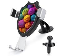 Jubonexis Tangled - Supporto per telefono da auto con palline di filato colorate arcobaleno, supporto triangolare con clip per bocchetta dell'aria, accessori per auto per smartphone da 4-6 pollici