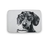Jubonexis Tappetino da bagno con cane bassotto che indossa occhiali da bagno, tappetino extra morbido in velluto di corallo, rapido assorbimento d'acqua, antiscivolo, comodo tappetino da bagno 50 x 80