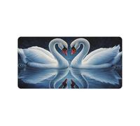 Jubonexis Tappetino da scrivania per computer portatile, 60 x 30 cm, antiscivolo, con bordi cuciti con immagine di cigni che formano il collo a forma di cuore, per lavoro, gioco, ufficio, casa