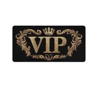 Jubonexis Tappetino da scrivania per computer portatile, 60 x 30 cm, con testo Vip dorato con corona, antiscivolo, con bordo cucito, per lavoro, gioco, ufficio, casa