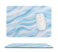 Jubonexis Tappetino per mouse astratto azzurro con onde d'acqua, piccoli tappetini per mouse per computer da ufficio per scrivania e laptop, con base in gomma antiscivolo, tappetini per mouse da gioco