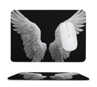 Jubonexis Tappetino per mouse bianco con ali d'angelo, piccolo tappetino per mouse da ufficio per scrivania e laptop, con base in gomma antiscivolo, tappetino per mouse da gioco