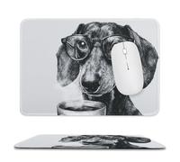 Jubonexis Tappetino per mouse con cane bassotto che indossa occhiali, tappetino per mouse per computer da ufficio, per scrivania e laptop, con base in gomma antiscivolo, tappetino per mouse da gioco