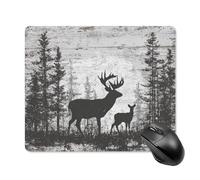 Jubonexis Tappetino per mouse con cervo e pini nel bosco, piccoli tappetini per mouse per computer da ufficio per scrivania e computer portatile con base in gomma antiscivolo, tappetino per mouse da