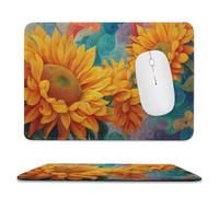Jubonexis Tappetino per mouse con girasoli vivaci con petali vorticosi, piccoli tappetini per mouse per computer da ufficio per scrivania e laptop, con base in gomma antiscivolo, tappetino per mouse