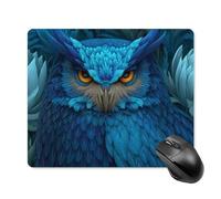 Jubonexis Tappetino per mouse con gufo e fiori blu, piccolo tappetino per mouse per computer da ufficio per scrivania e laptop, con base in gomma antiscivolo, tappetino per mouse da gioco