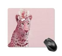 Jubonexis Tappetino per mouse con leopardo rosa con fiore, piccolo tappetino per mouse per computer da ufficio, per scrivania e laptop, con base in gomma antiscivolo, tappetino per mouse da gioco