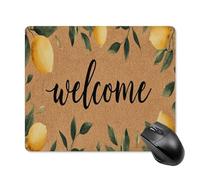 Jubonexis Tappetino per mouse con motivo di limoni gialli e foglie verdi con tappetino per mouse di benvenuto, piccoli tappetini per mouse da ufficio per scrivania e laptop, con base in gomma