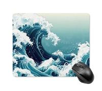 Jubonexis Tappetino per mouse con onde dell'oceano giapponese, piccoli tappetini per mouse da ufficio per scrivania e laptop, con base in gomma antiscivolo, tappetini per mouse da gioco