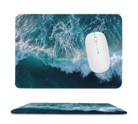 Jubonexis Tappetino per mouse con onde oceaniche blu verde, piccoli tappetini per mouse per computer da ufficio per scrivania e laptop, con base in gomma antiscivolo, tappetini per mouse da gioco
