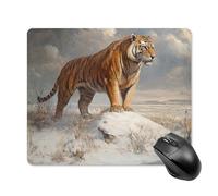 Jubonexis Tappetino per mouse con tigre in piedi in una vasta era glaciale, tappetino per mouse per computer da ufficio, per scrivania e laptop, con base in gomma antiscivolo, tappetino per mouse da