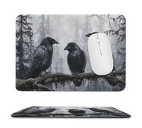 Jubonexis Tappetino per mouse con tre corvi neri, piccoli tappetini per mouse per computer da ufficio per scrivania e laptop, con base in gomma antiscivolo, tappetini per mouse da gioco