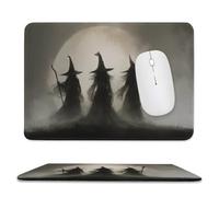 Jubonexis Tappetino per mouse con tre streghe luna piena, piccoli tappetini per mouse per computer da ufficio per scrivania e laptop, con base in gomma antiscivolo, tappetino per mouse da gioco