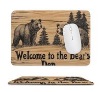 Jubonexis Tappetino per mouse in legno con scritta "Welcome to the Bear's Den", per computer da ufficio, per scrivania, laptop, con base in gomma antiscivolo, tappetino per mouse da gioco