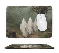 Jubonexis Tappetino per mouse vintage con tre fantasmi che camminano nel bosco, piccoli tappetini per computer da ufficio per scrivania e laptop, con base in gomma antiscivolo, tappetino per mouse da