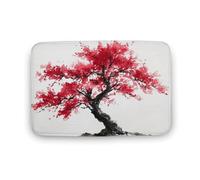 Jubonexis Tappeto da bagno ad acquerello con ciliegio, tappetino extra morbido in velluto di corallo, rapido assorbimento d'acqua, antiscivolo, comodo tappeto da bagno, 40 x 60 cm