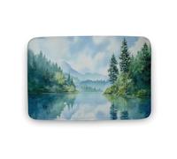 Jubonexis Tappeto da bagno con acquarello di bella montagna, tappetino extra morbido in velluto di corallo, rapido assorbimento d'acqua, antiscivolo, comodo tappetino da bagno 50 x 80 cm