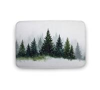 Jubonexis Tappeto da bagno con acquarello, foresta di pino, neve che cade e nebbia, tappetino extra morbido in velluto di corallo, rapido assorbimento d'acqua, antiscivolo, comodo tappeto da bagno, 50