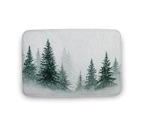 Jubonexis Tappeto da bagno con acquarello, neve che cade su alberi di pino, tappetino extra morbido in velluto di corallo, rapido assorbimento d'acqua, antiscivolo, comodo tappeto da bagno, 50 x 80 cm
