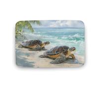 Jubonexis Tappeto da bagno con due tartarughe marine sulla spiaggia, tappetino extra morbido in velluto di corallo, rapido assorbimento d'acqua, antiscivolo, comodo tappeto da bagno, 40 x 60 cm