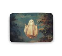 Jubonexis Tappeto da bagno con fantasma carino appeso alla linea, tappetino extra morbido in velluto di corallo, rapido assorbimento d'acqua, antiscivolo, comodo tappetino da bagno 50 x 80 cm