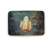 Jubonexis Tappeto da bagno con fantasma carino appeso alla linea, tappetino extra morbido in velluto di corallo, rapido assorbimento d'acqua, antiscivolo, comodo tappeto da bagno, 40 x 60 cm