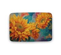 Jubonexis Tappeto da bagno con girasoli vivaci con petali vorticosi, tappetino extra morbido in velluto di corallo, rapido assorbimento d'acqua, antiscivolo, comodo tappeto da bagno 50 x 80 cm