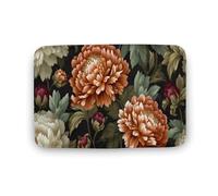 Jubonexis Tappeto da bagno con peonie arancioni e bianche e foglie verdi, tappetino extra morbido in velluto di corallo, rapido assorbimento d'acqua, antiscivolo, comodo tappeto da bagno, 40 x 60 cm