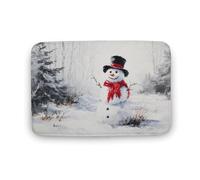 Jubonexis Tappeto da bagno con pupazzo di neve nei boschi, tappetino in velluto di corallo extra morbido, rapido assorbimento dell'acqua, antiscivolo, comodo tappeto da bagno, 40 x 60 cm