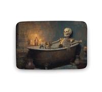 Jubonexis Tappeto da bagno con scheletro in un vecchio stile, tappetino da bagno extra morbido in velluto di corallo, rapido assorbimento d'acqua, antiscivolo, comodo tappeto da bagno, 40 x 60 cm