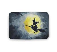 Jubonexis Tappeto da bagno con strega che vola su scopa al chiaro di luna, tappetino extra morbido in velluto di corallo, rapido assorbimento d'acqua, antiscivolo, comodo tappeto da bagno, 40 x 60 cm