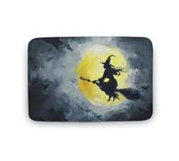 Jubonexis Tappeto da bagno con strega che vola su scopa al chiaro di luna, tappetino extra morbido in velluto di corallo, rapido assorbimento d'acqua, antiscivolo, comodo, tappetino da bagno 50 x 80